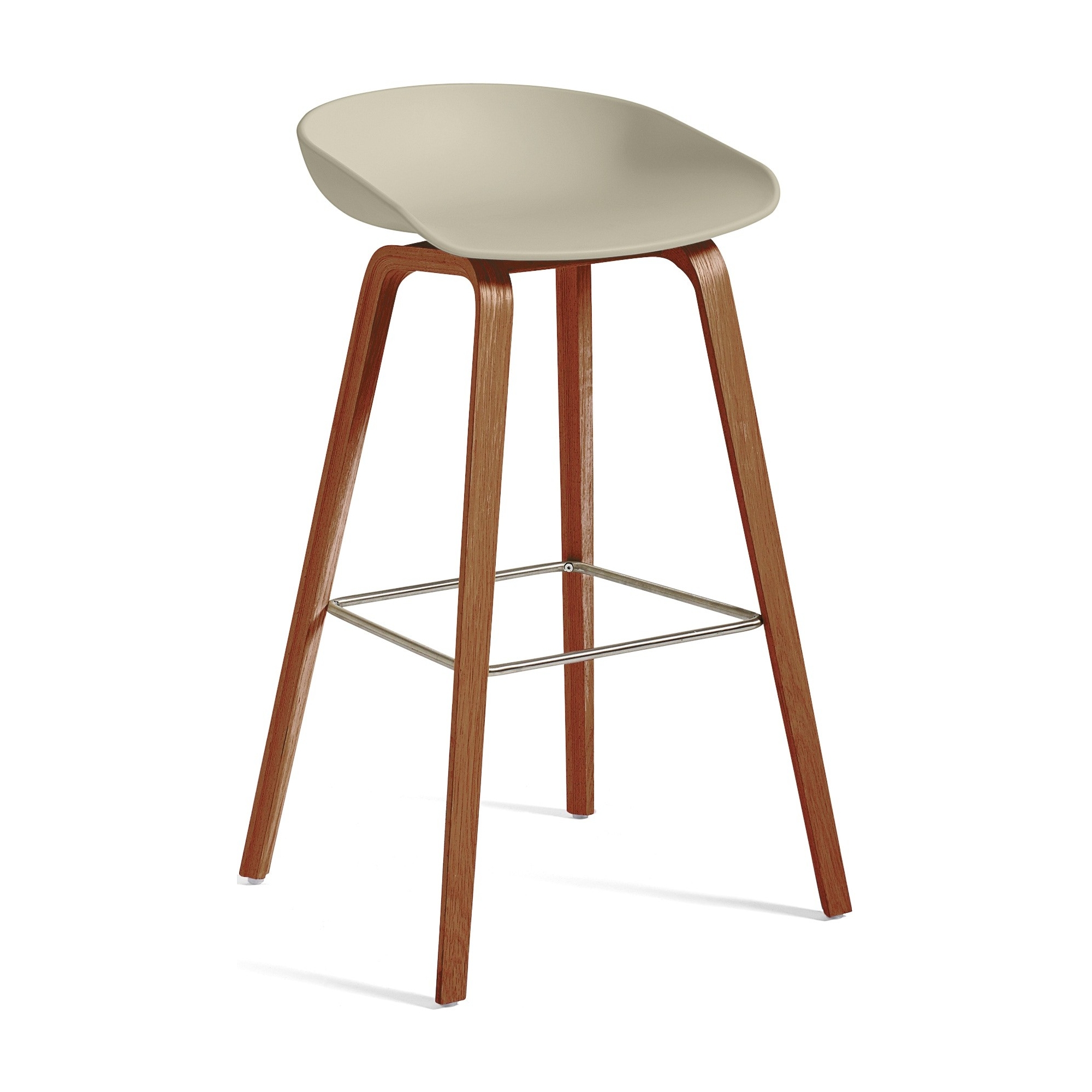 AAS32 Bar stool Pastel green shell + Walnut base - HAY