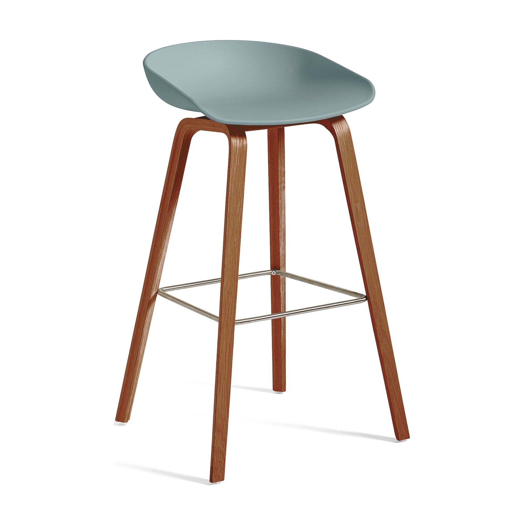 AAS32 Bar stool Dusty blue shell + Walnut base - HAY