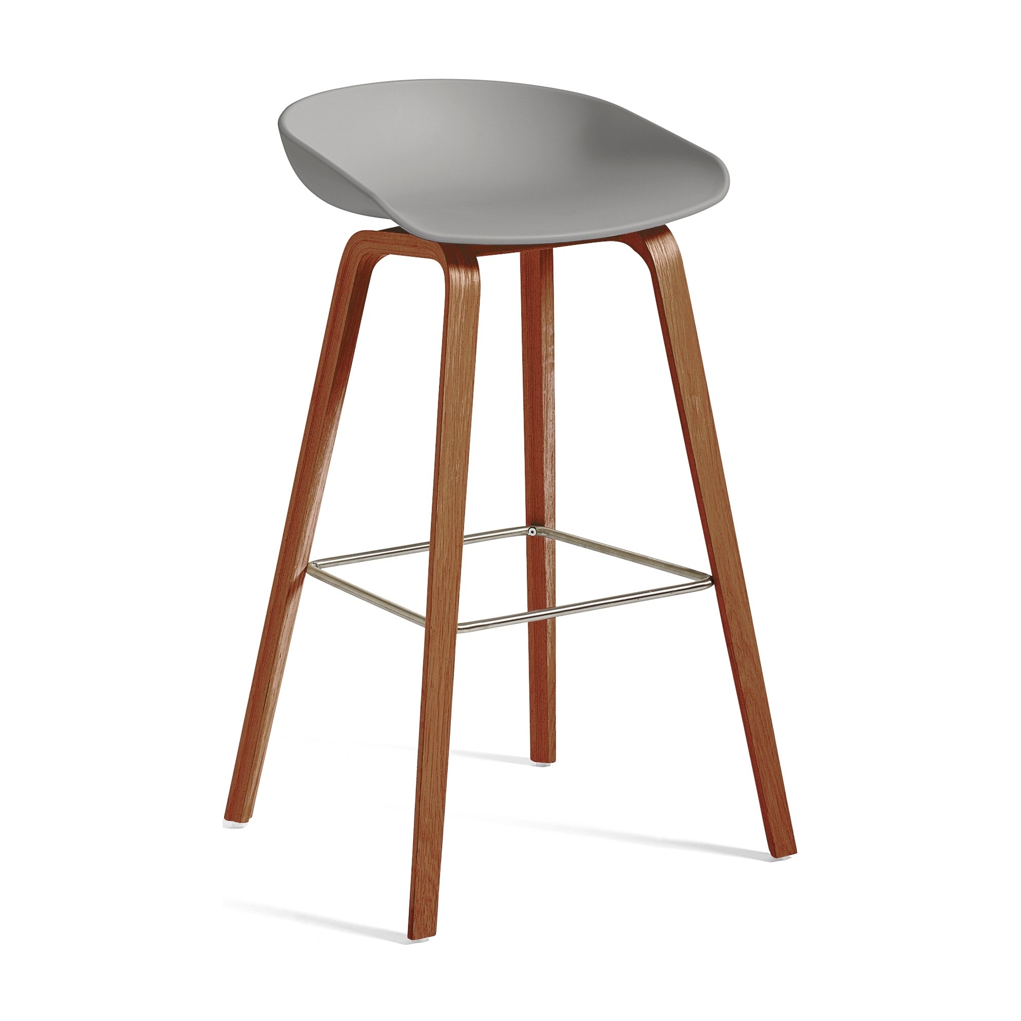 AAS32 Bar stool Concrete grey shell + Walnut base - HAY