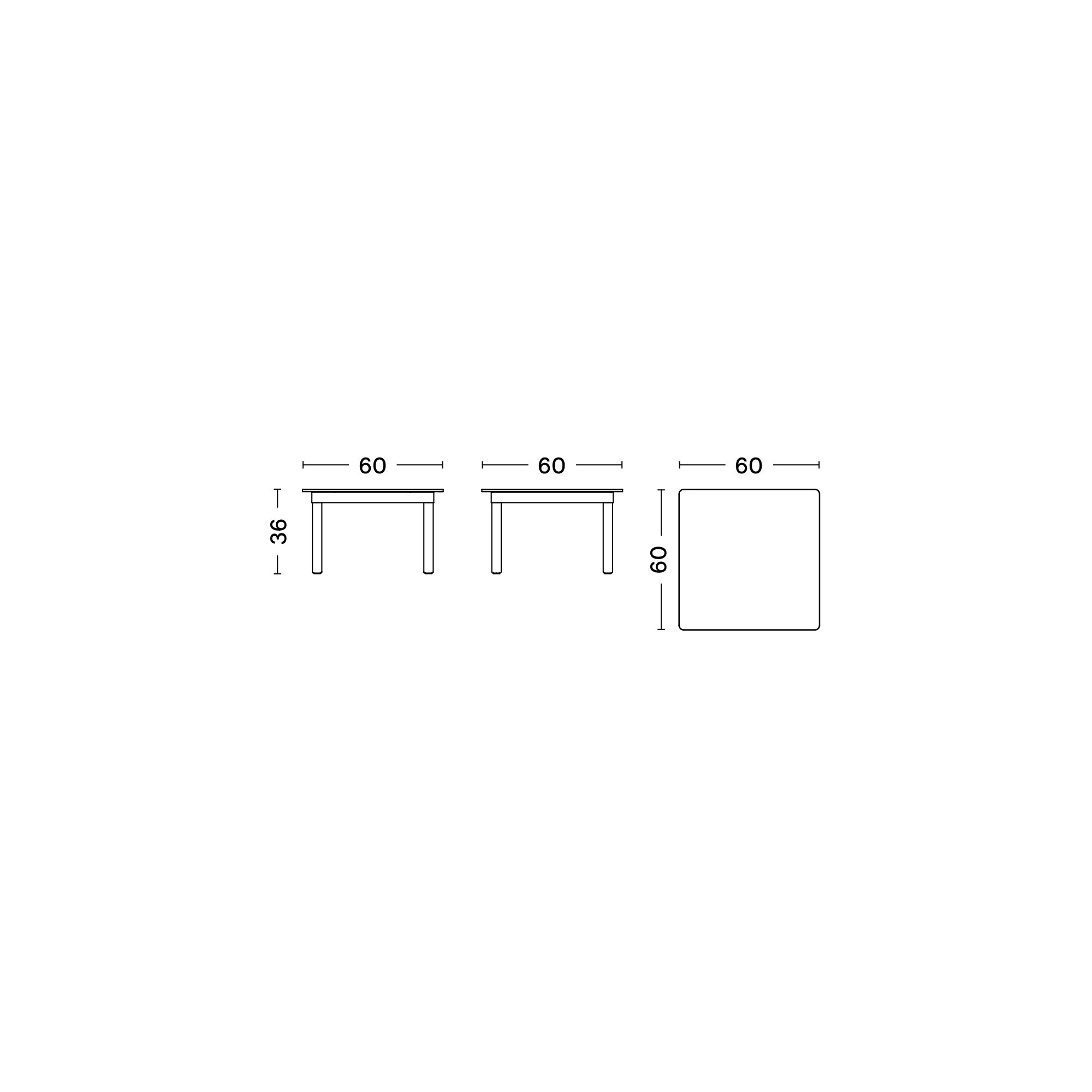 60 x 60 x H36 cm – table basse KOFI - HAY