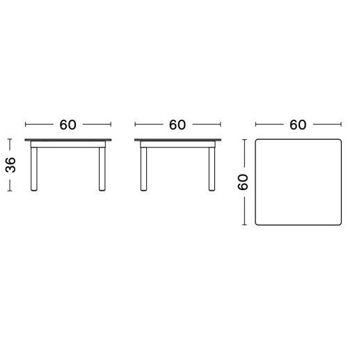 60 x 60 x H36 cm – table basse KOFI - HAY