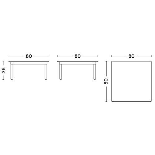 80 x 80 x H36 cm – KOFI coffee table - HAY