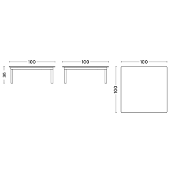 100 x 100 x H36 cm – table basse KOFI - HAY