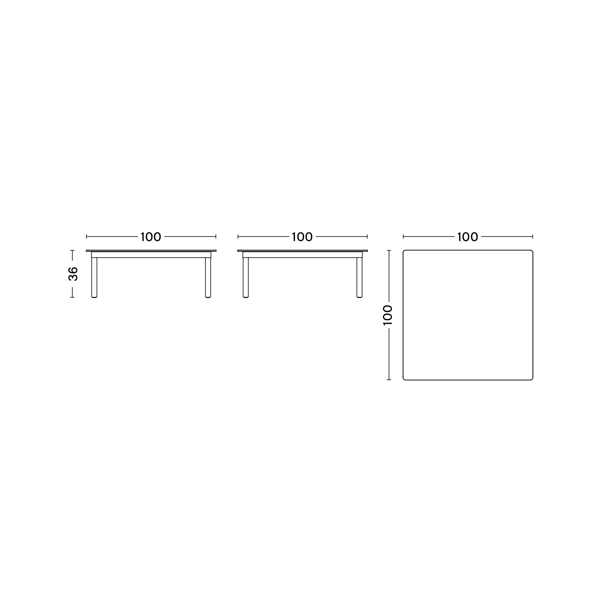 100 x 100 x H36 cm – table basse KOFI - HAY