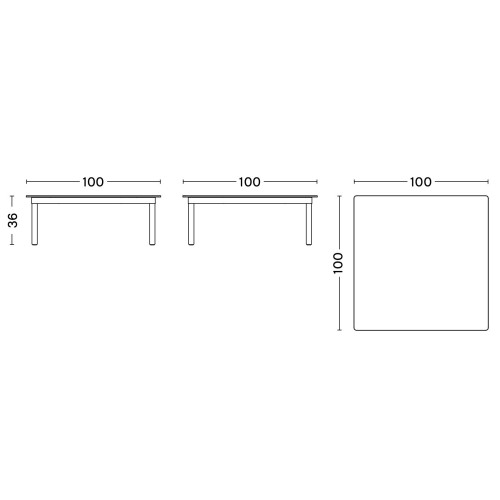 100 x 100 x H36 cm – table basse KOFI - HAY