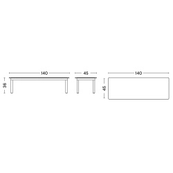 140 x 50 x H36 cm – KOFI coffee table - HAY