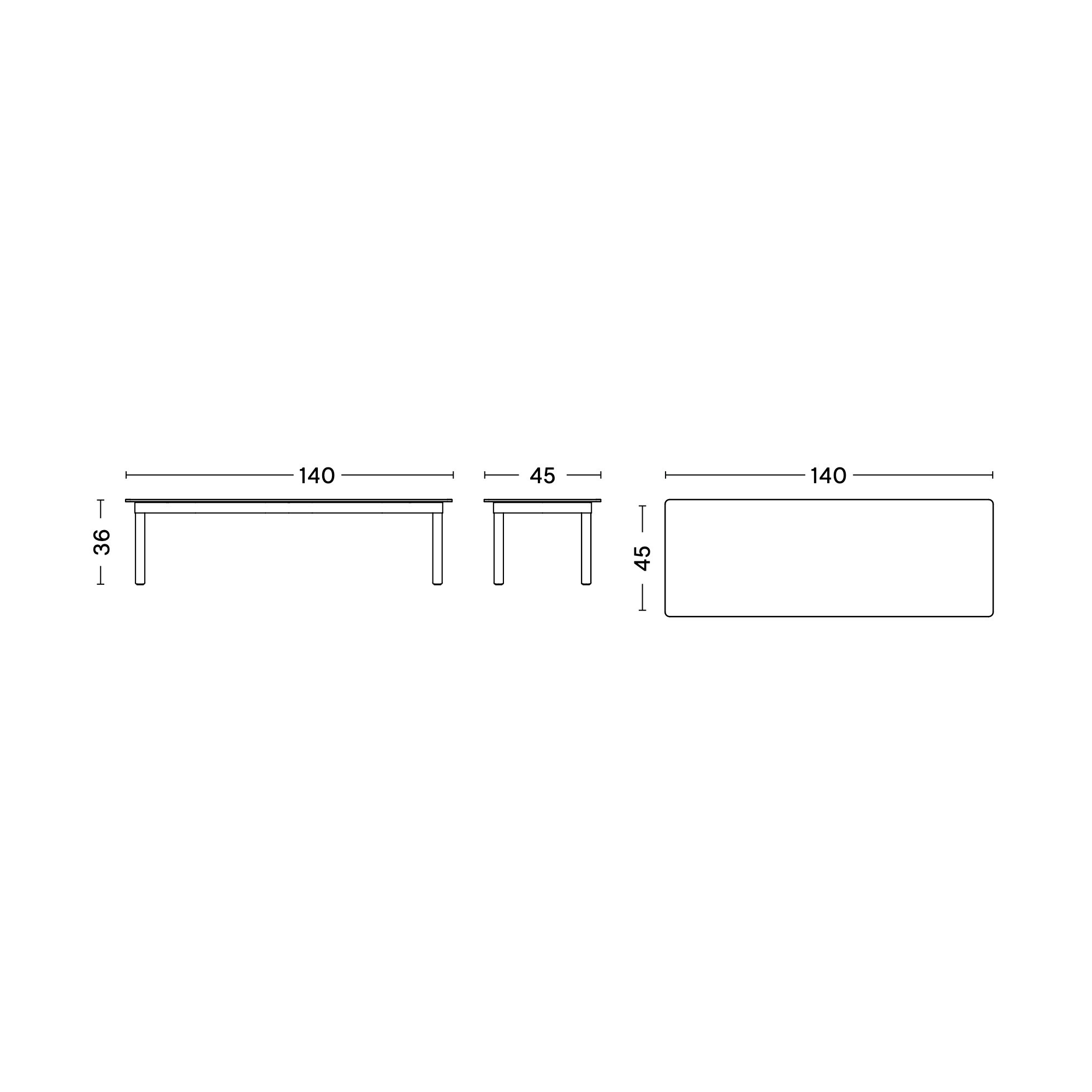 140 x 50 x H36 cm – table basse KOFI - HAY