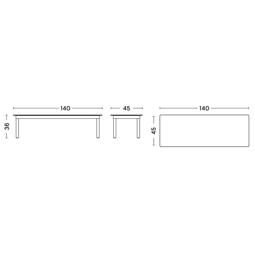 140 x 50 x H36 cm – table basse KOFI - HAY