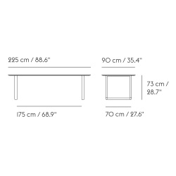 Table 70/70 225x90cm, Plateau stratifié sable – piètement sable - Muuto