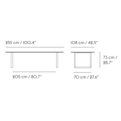 Table 70/70 255x108cm, Plateau stratifié sable – piètement sable - Muuto