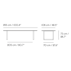 Table 70/70 255x108cm, Plateau placage chêne – piètement noir - Muuto