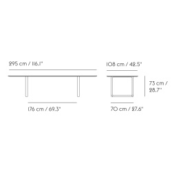 70/70 table 295x108cm, solid smoked oak table top – white base - Muuto