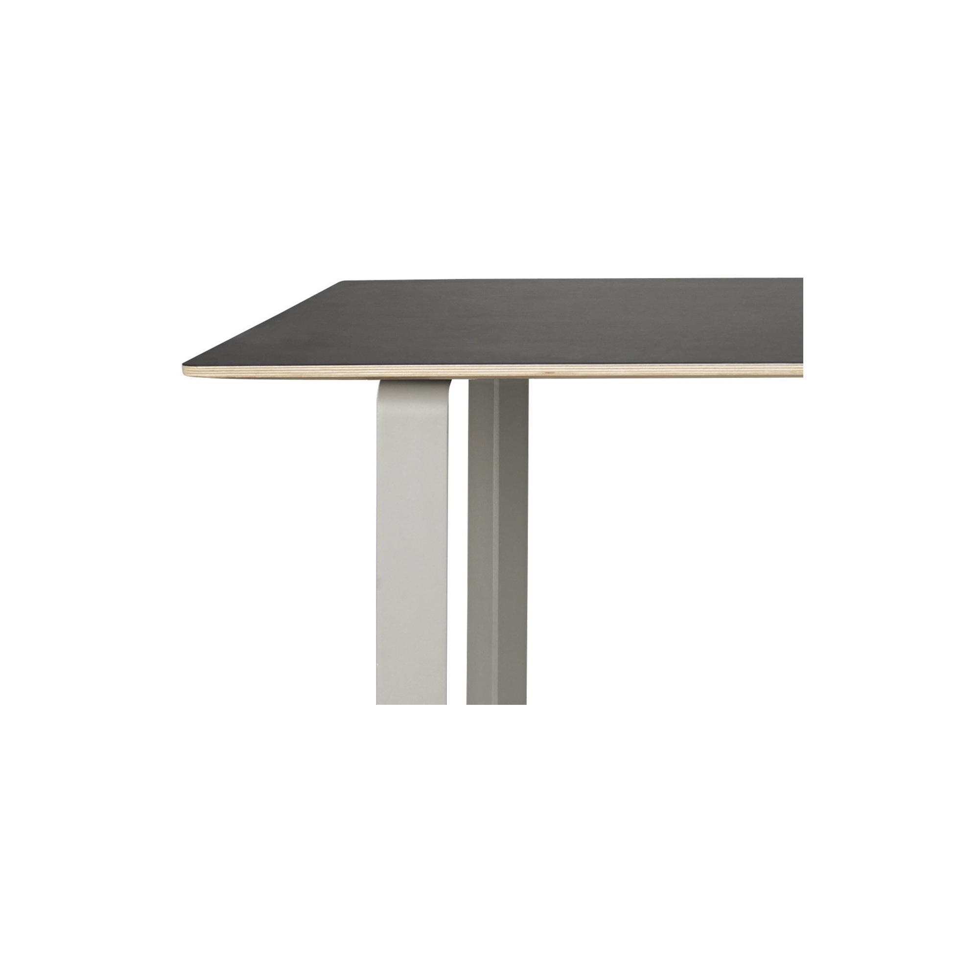 Table 70/70 225x90cm, Plateau linoléum noir – piètement gris - Muuto