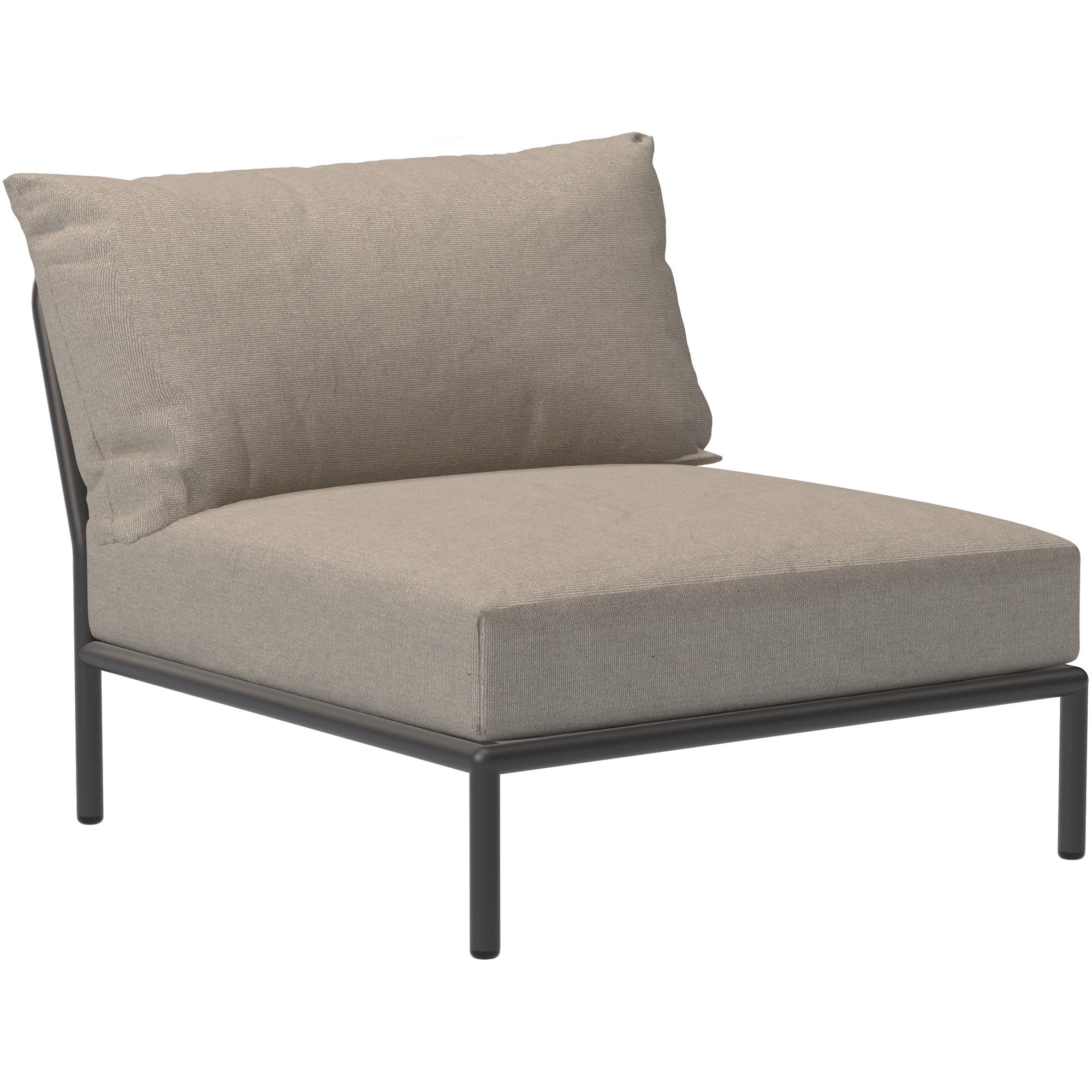 Level 2 sofa – lounge chair / central module – Ash Sunbrella Heritage fabric (92) + dark grey base (51) – Houe