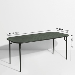 Green glass - Week-End  Dinning Table 180 x 85 x H75 cm - Petite Friture