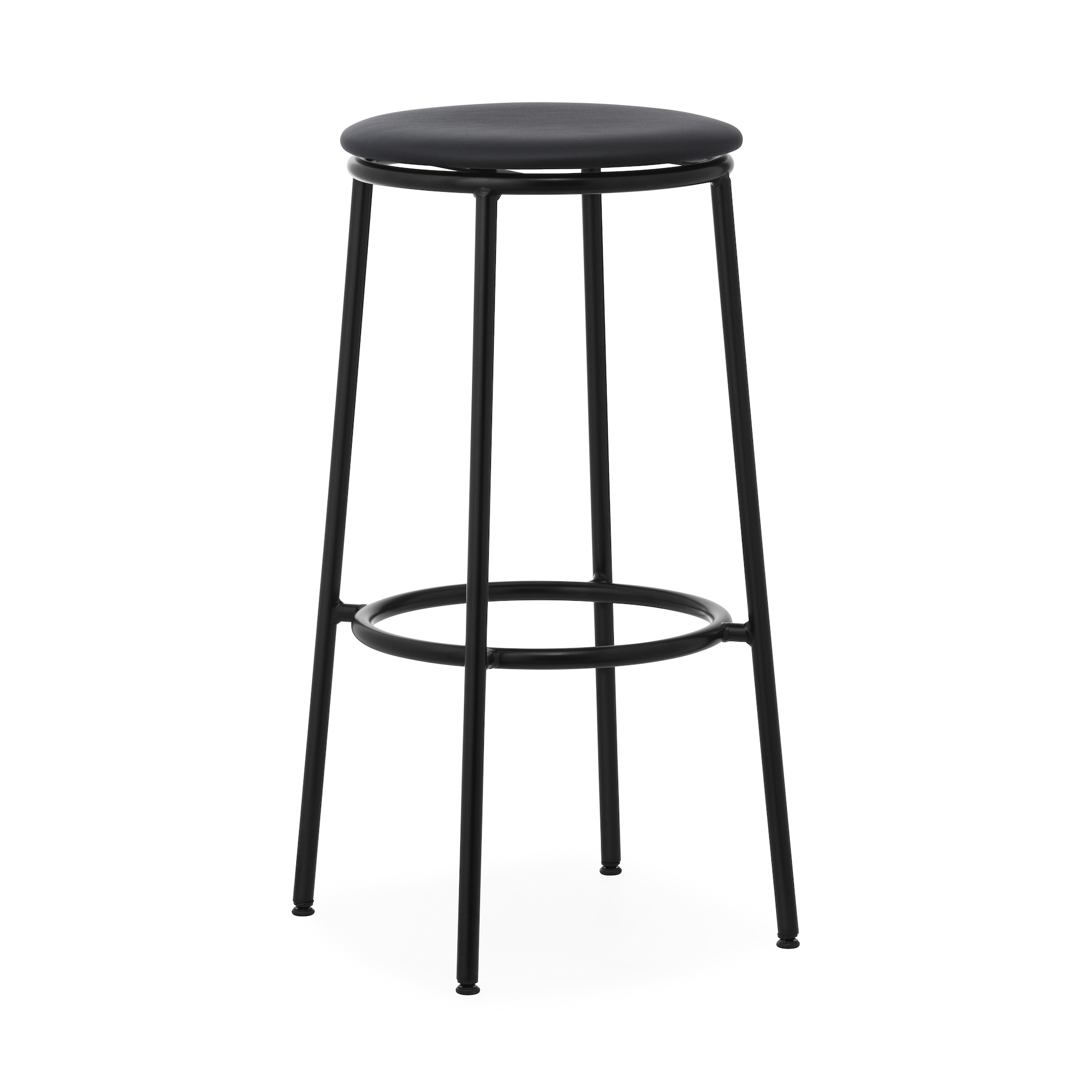 Tabouret Circa - Assise cuir Ultra Noir  - 75 cm - Normann Copenhagen