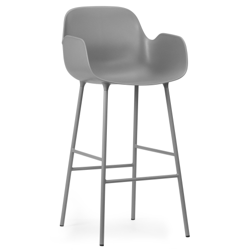 Chaise de bar avec accoudoirs Form - Gris - 65 cm ou 75 cm - Normann Copenhagen