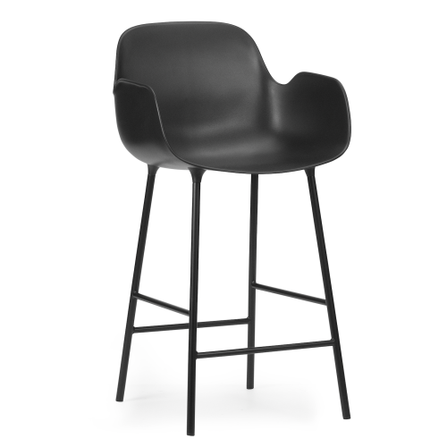 Chaise de bar avec accoudoirs Form - Noir - 65 cm ou 75 cm - Normann Copenhagen