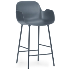 Chaise de bar avec accoudoirs Form - Bleu - 65 cm ou 75 cm - Normann Copenhagen