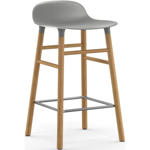 Tabouret de bar Form, pieds bois – Gris + Chêne - Normann Copenhagen