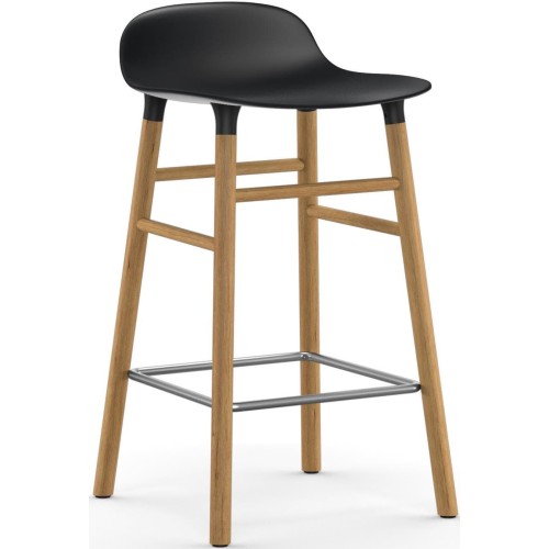 Form Barstool, wood legs – Black + Oak - Normann Copenhagen