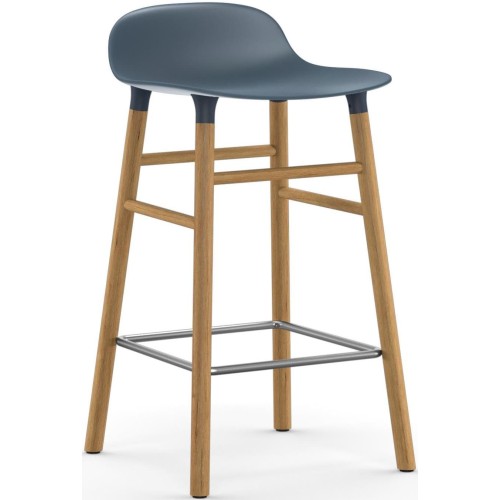 Tabouret de bar Form, pieds bois – Bleu + Chêne - Normann Copenhagen