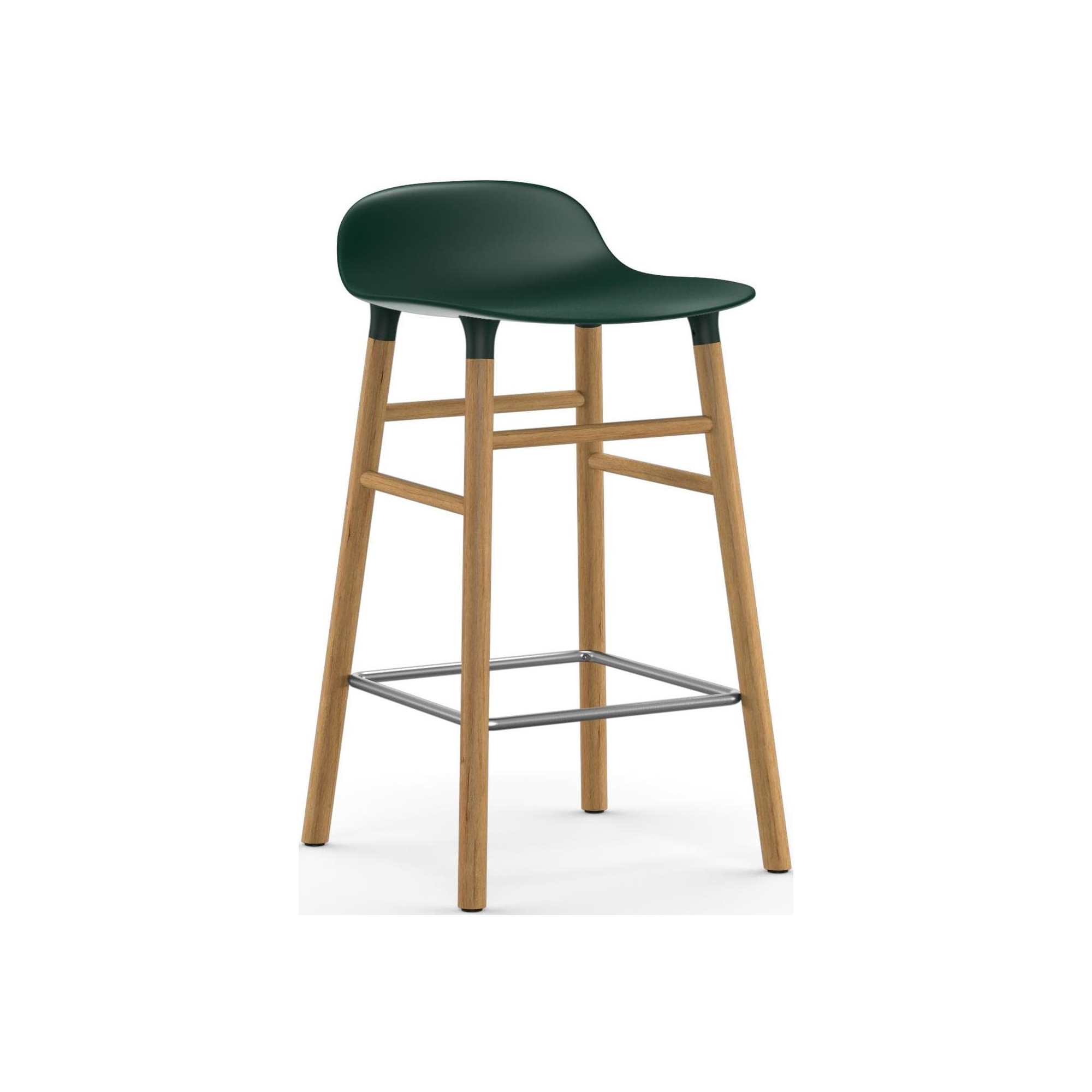 Form Barstool, wood legs – Green + Oak - Normann Copenhagen