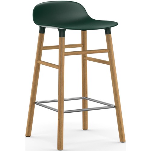 Form Barstool, wood legs – Green + Oak - Normann Copenhagen