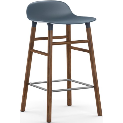 Tabouret de bar Form, pieds bois – Bleu + Noyer - Normann Copenhagen