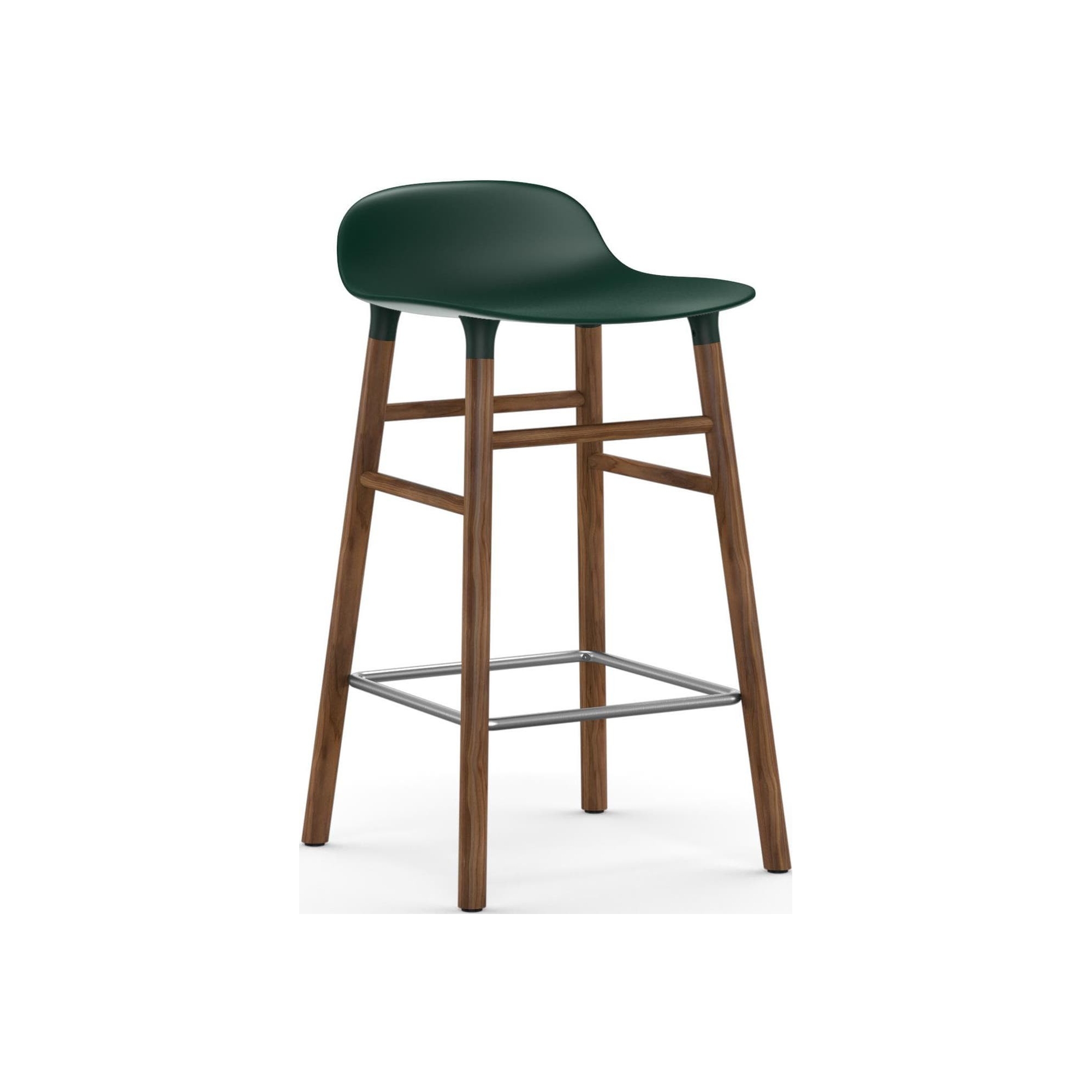 Tabouret de bar Form, pieds bois – Vert + Noyer - Normann Copenhagen