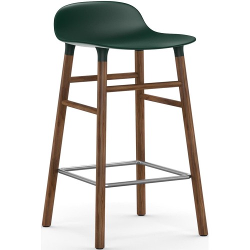 Tabouret de bar Form, pieds bois – Vert + Noyer - Normann Copenhagen