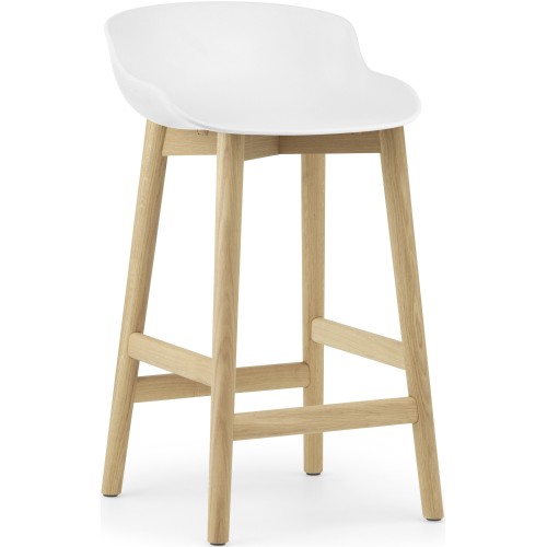 Hyg Barstool, wood legs – White + Oak - Normann Copenhagen