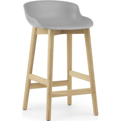 Tabouret de bar Hyg, pieds bois – Gris + Chêne - Normann Copenhagen