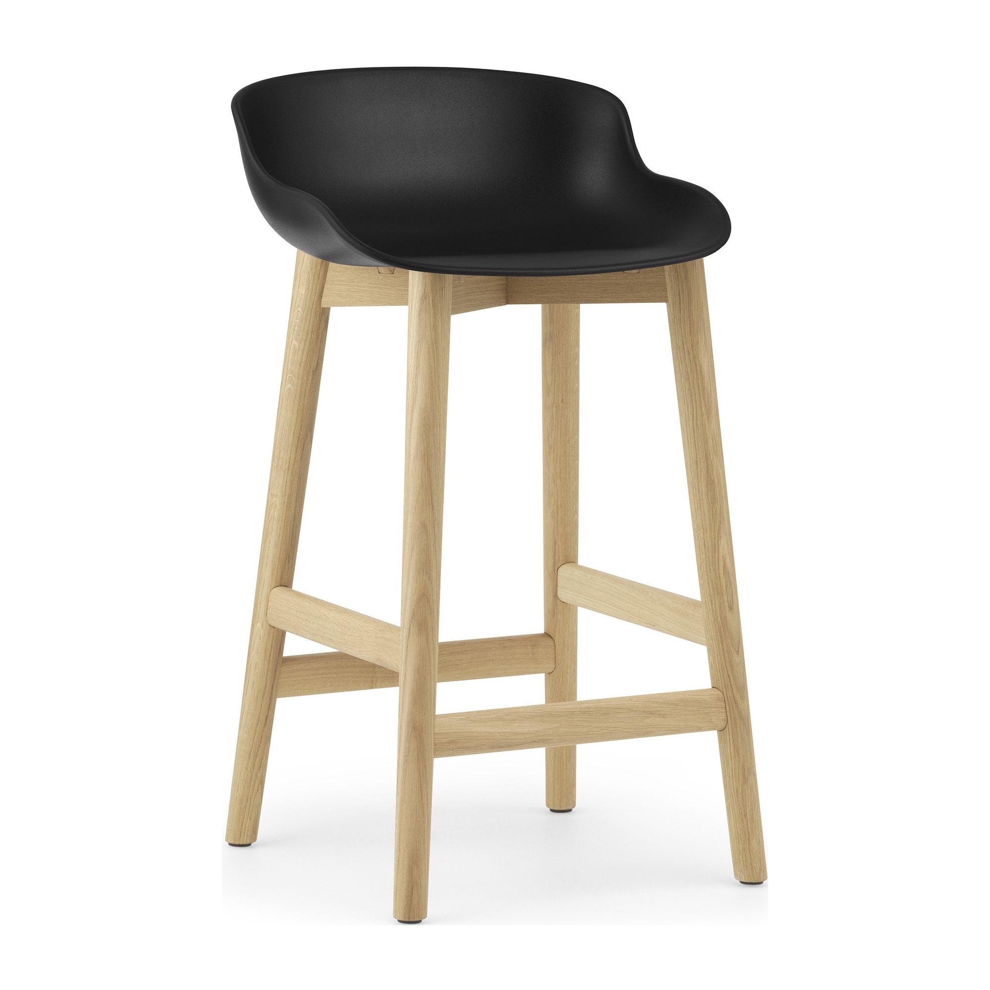 Hyg Barstool, wood legs – Black + Oak - Normann Copenhagen