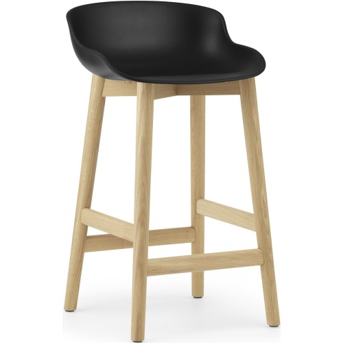 Hyg Barstool, wood legs – Black + Oak - Normann Copenhagen