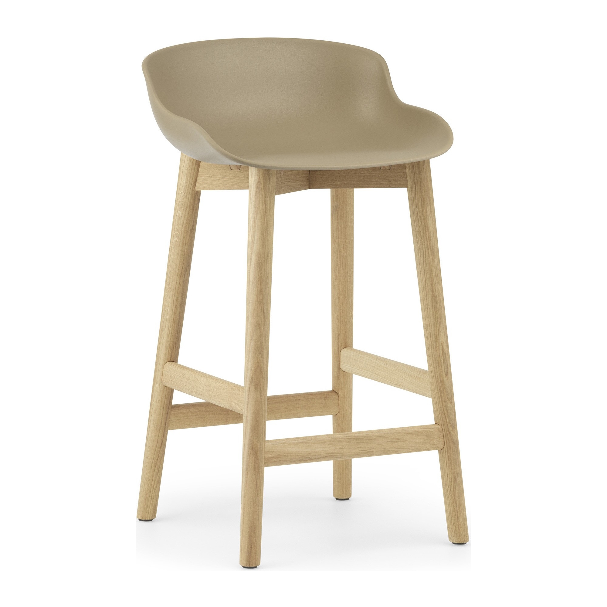 Hyg Barstool, wood legs – Sand + Oak - Normann Copenhagen