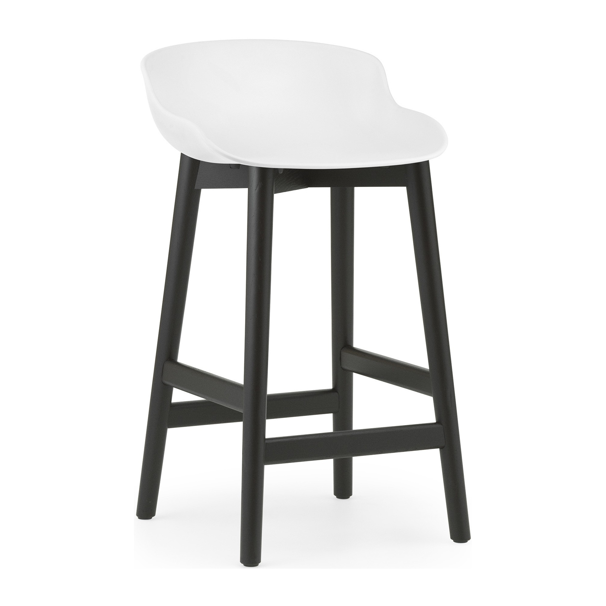 Tabouret de bar Hyg, pieds bois – Blanc + Chêne peint en noir - Normann Copenhagen