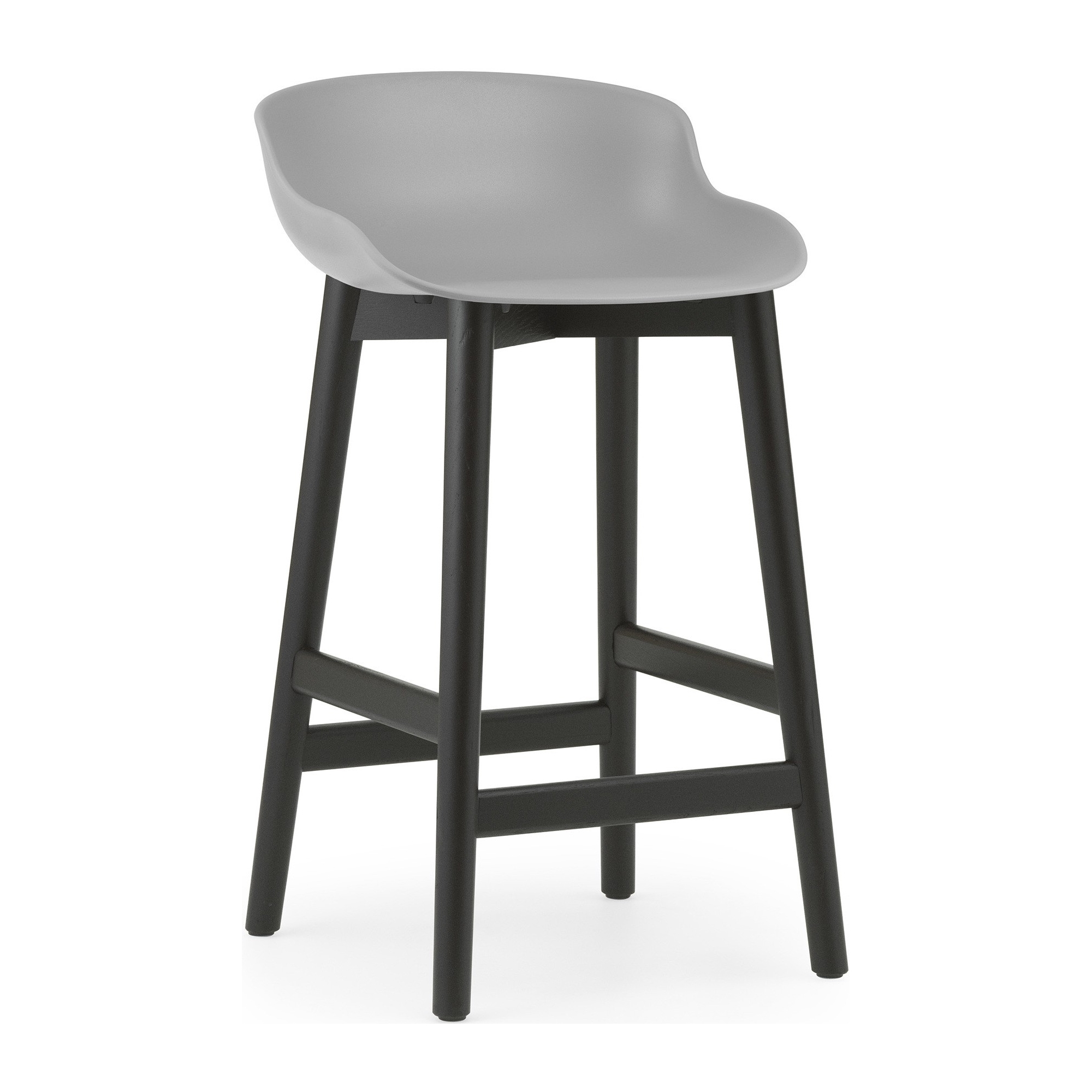 Hyg Barstool, wood legs – Grey + Black lacquered oak - Normann Copenhagen