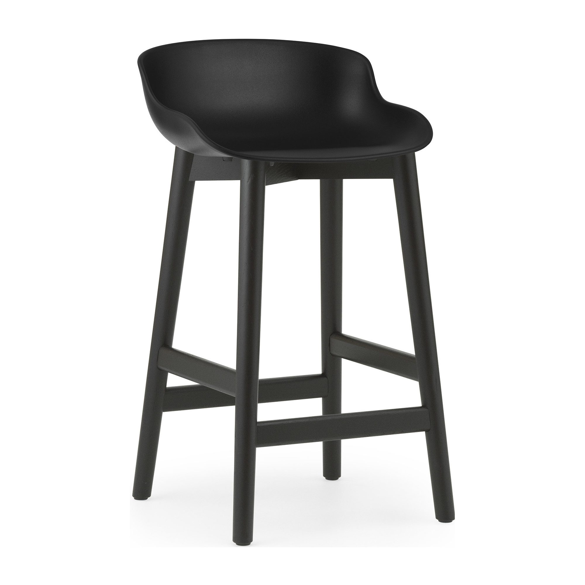 Tabouret de bar Hyg, pieds bois – Noir + Chêne peint en noir - Normann Copenhagen