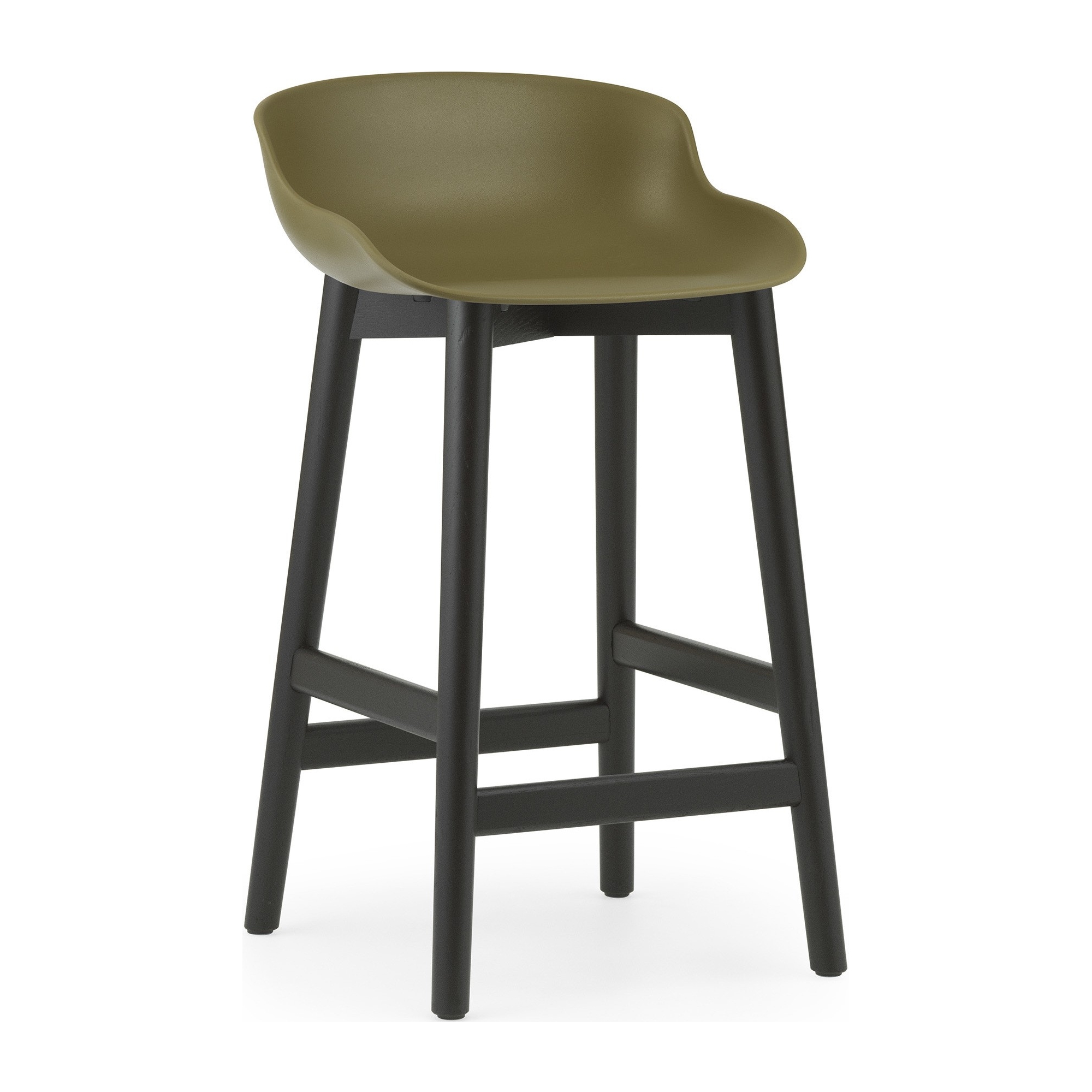 Hyg Barstool, wood legs – Olive + Black lacquered oak - Normann Copenhagen