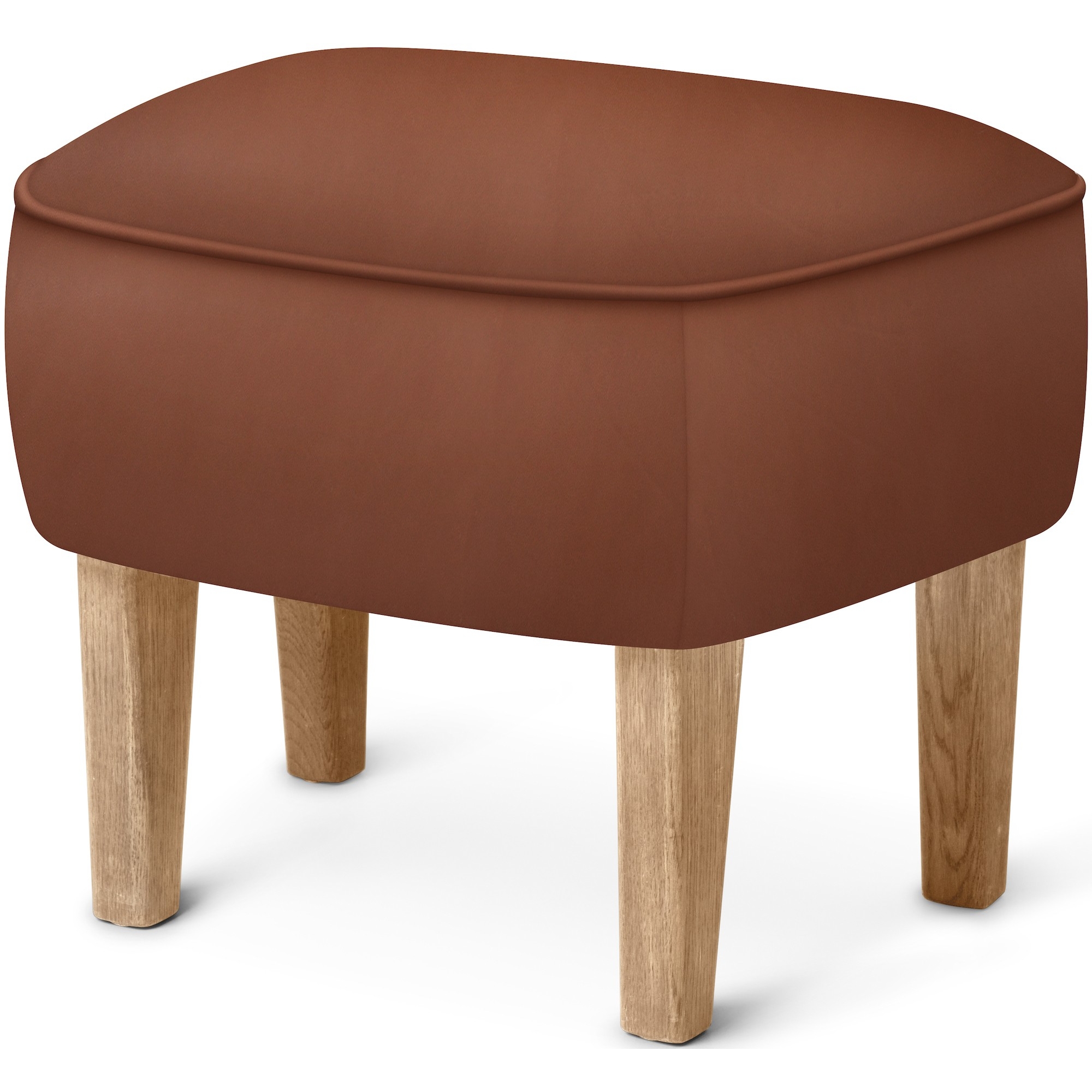 SOLD OUT - Ingeborg Pouf – Camo Cognac leather + Natural oak - Audo Copenhagen