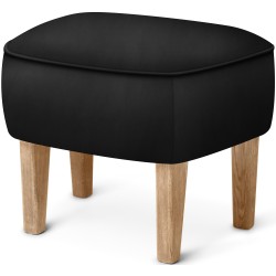 SOLD OUT - Ingeborg Pouf – Camo Black leather + Natural oak - Audo Copenhagen