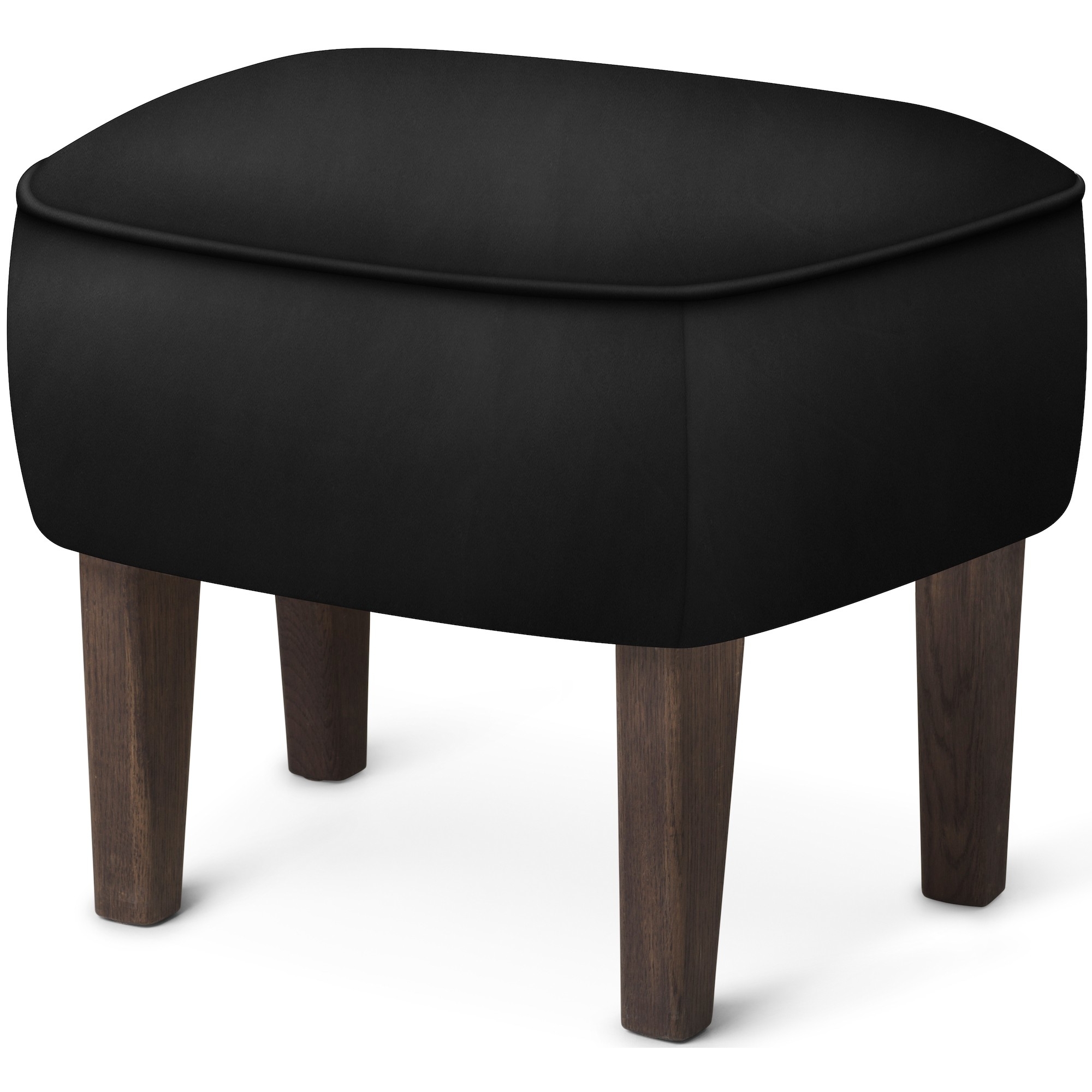 SOLD OUT - Ingeborg Pouf – Camo Black leather + Dark stained oak - Audo Copenhagen