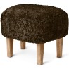 Ingeborg Pouf – Espresso Sheepskin + Natural oak - Audo Copenhagen