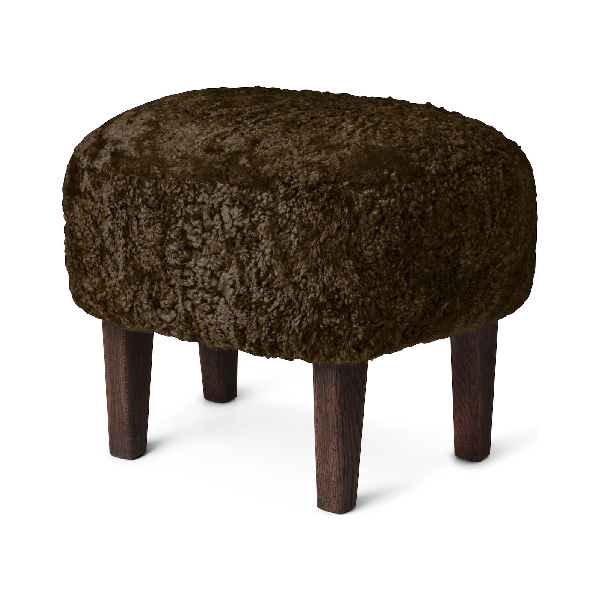 Ingeborg Pouf – Espresso Sheepskin + Dark stained oak - Audo Copenhagen