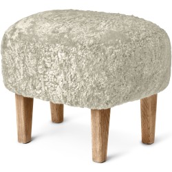 Ingeborg Pouf – Green Tea Sheepskin + Natural oak - Audo Copenhagen