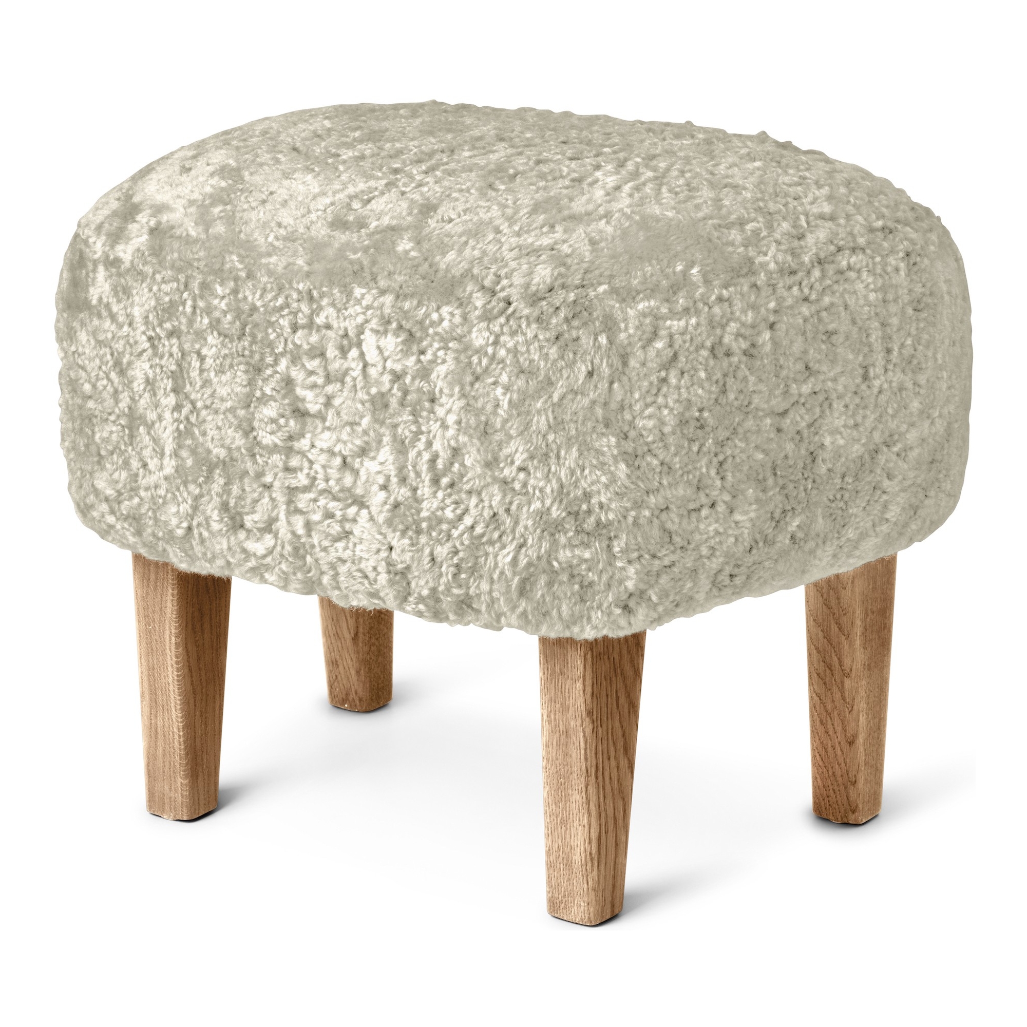 Ingeborg Pouf – Green Tea Sheepskin + Natural oak - Audo Copenhagen