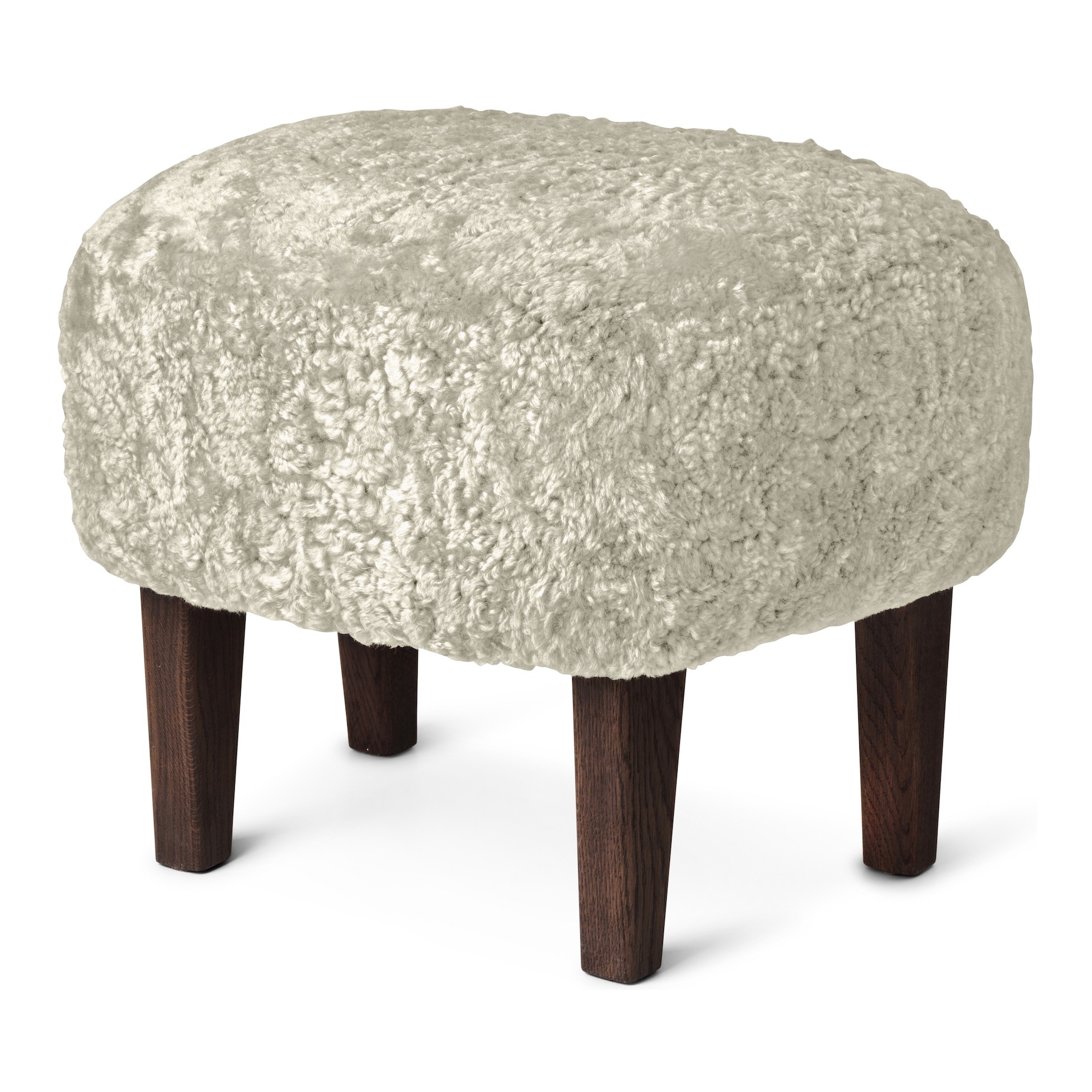 Ingeborg Pouf – Green Tea Sheepskin + Dark stained oak - Audo Copenhagen