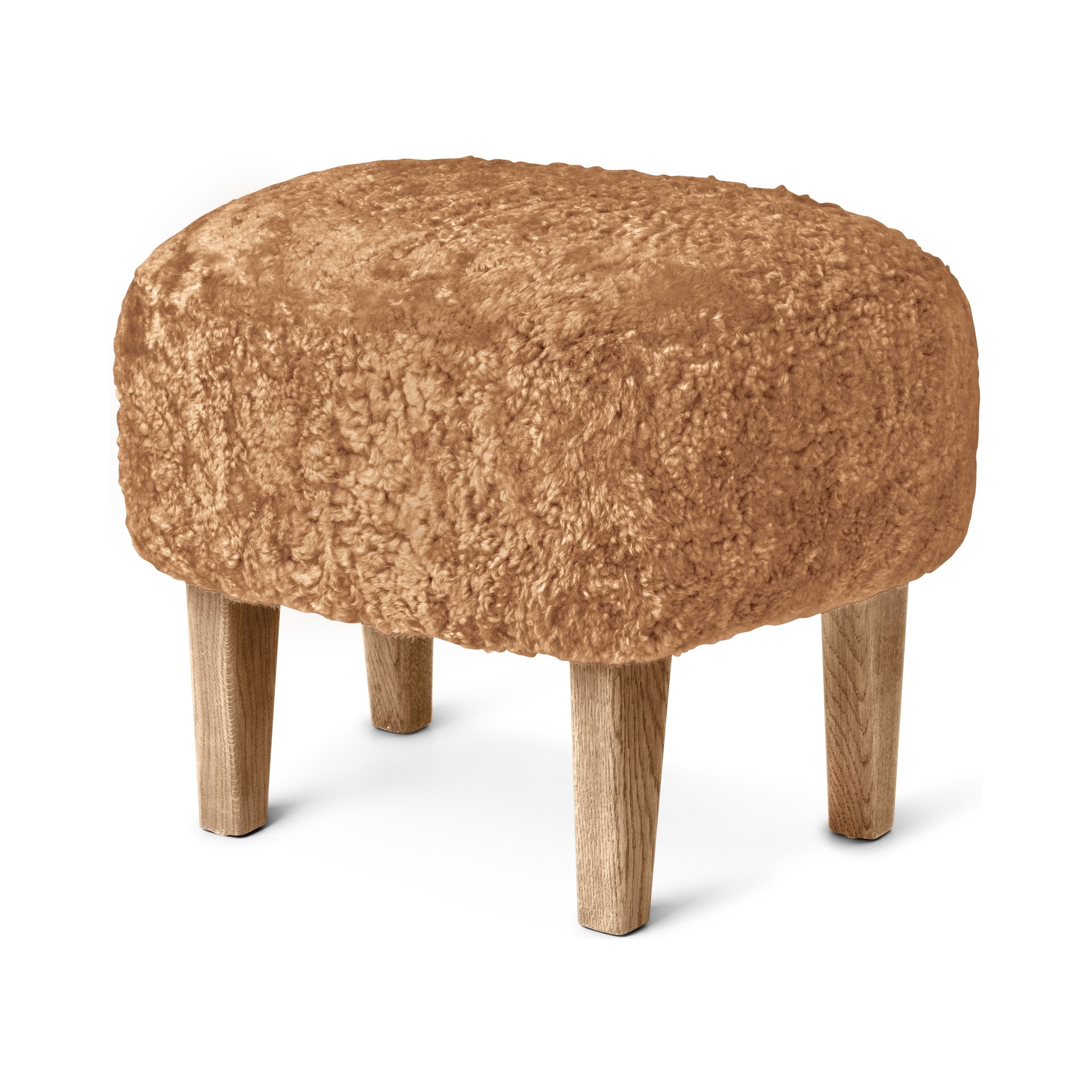 Ingeborg Pouf – Honey Sheepskin + Natural oak - Audo Copenhagen