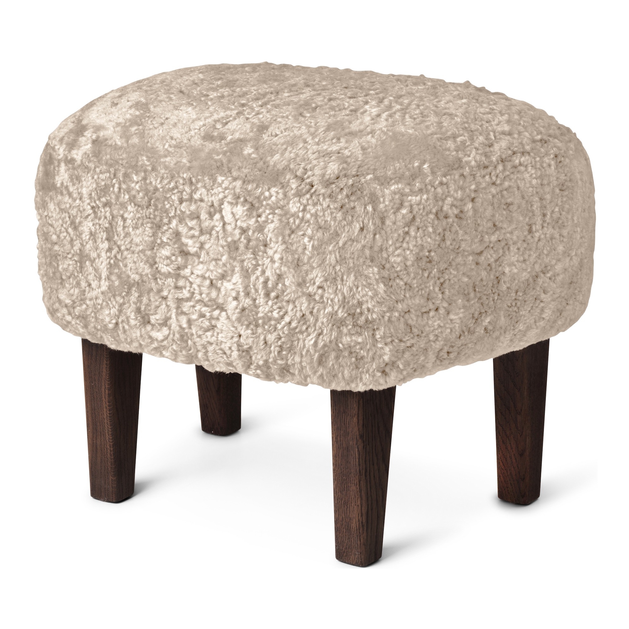 Ingeborg Pouf – Moonlight Sheepskin + Dark stained oak - Audo Copenhagen